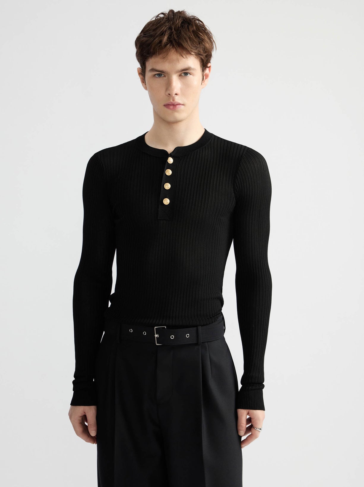 Knitted Long Sleeve Henley