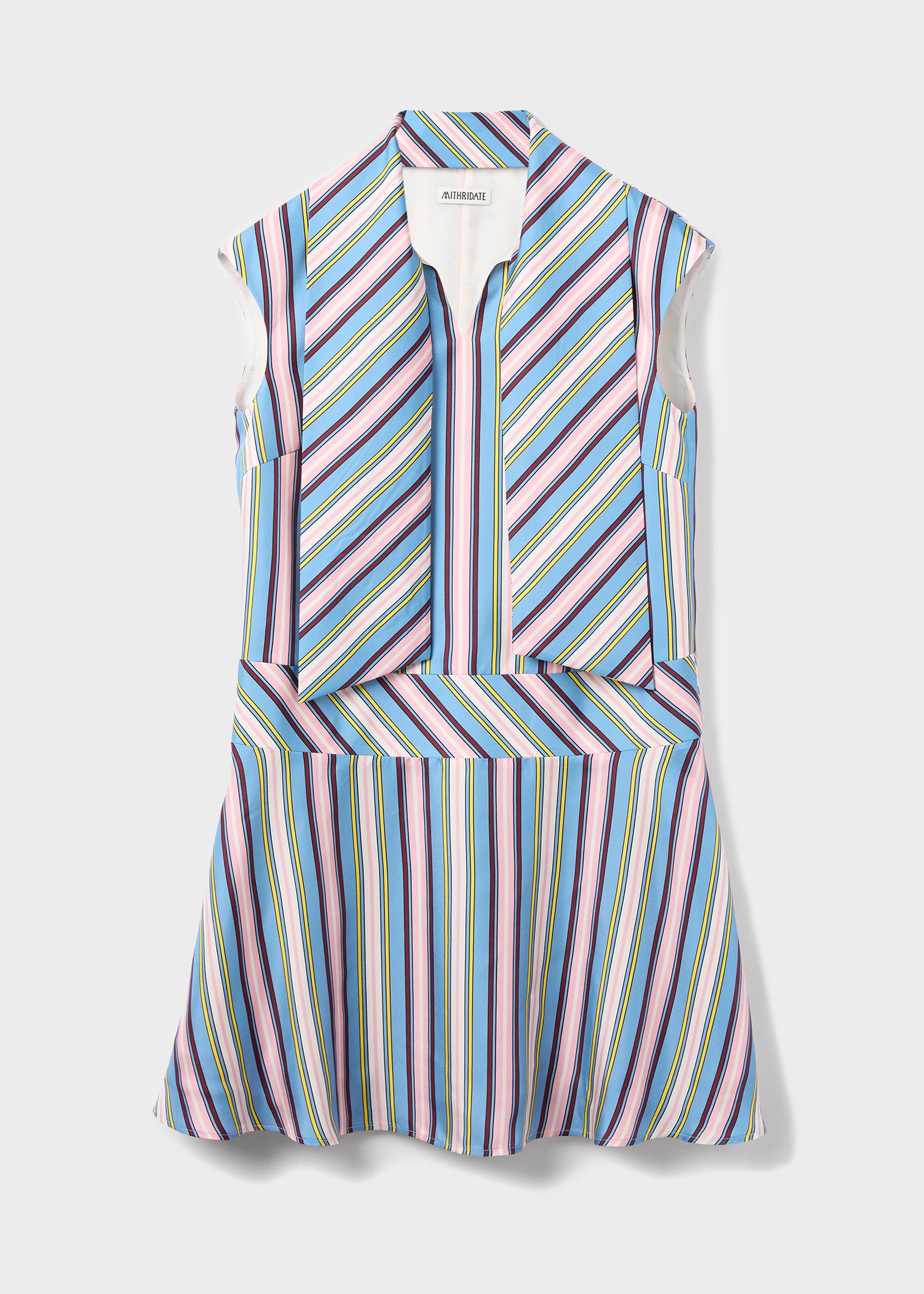 Retro Stripe Tie Neck Dress