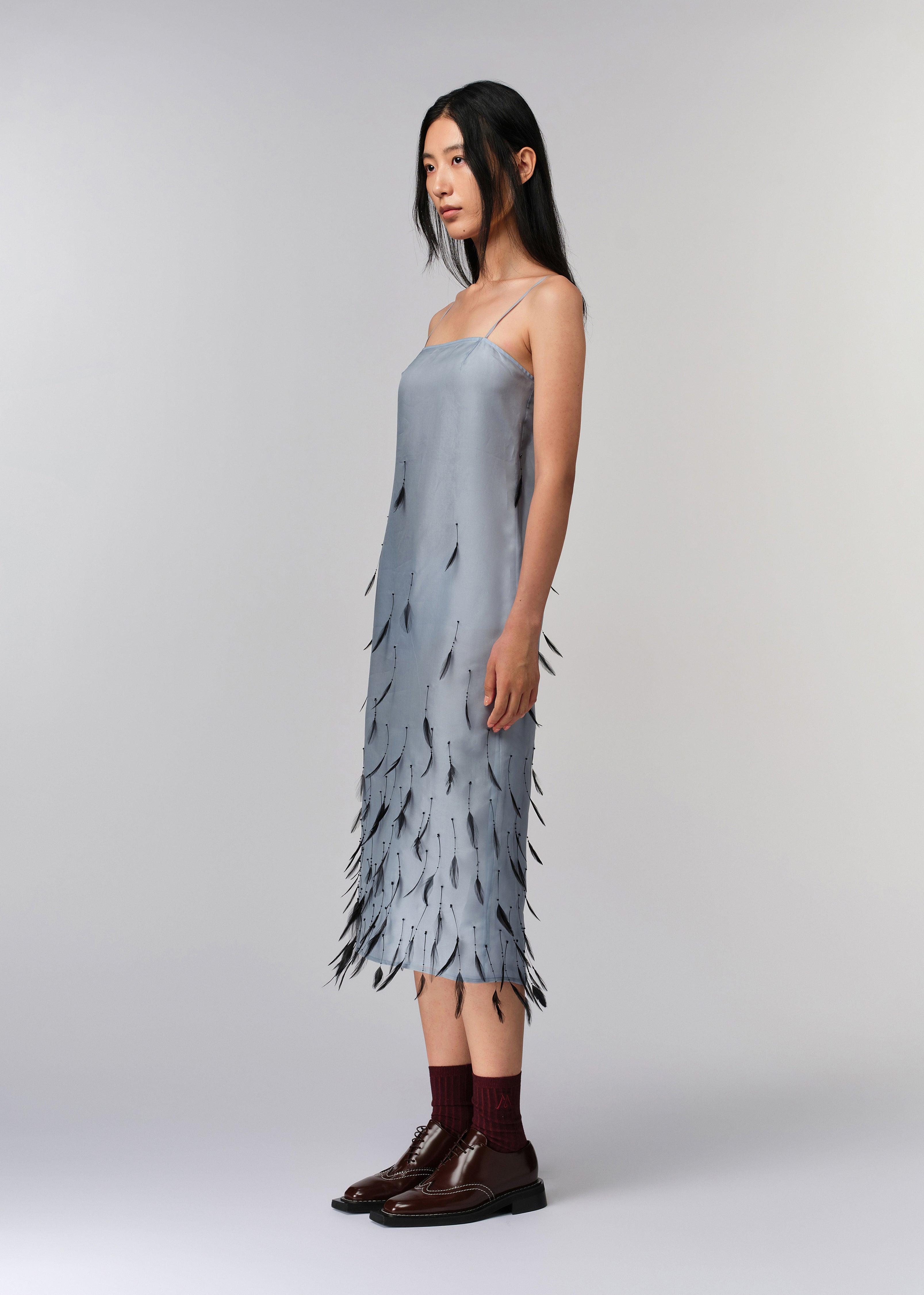 Feather Drop Slip Dress
