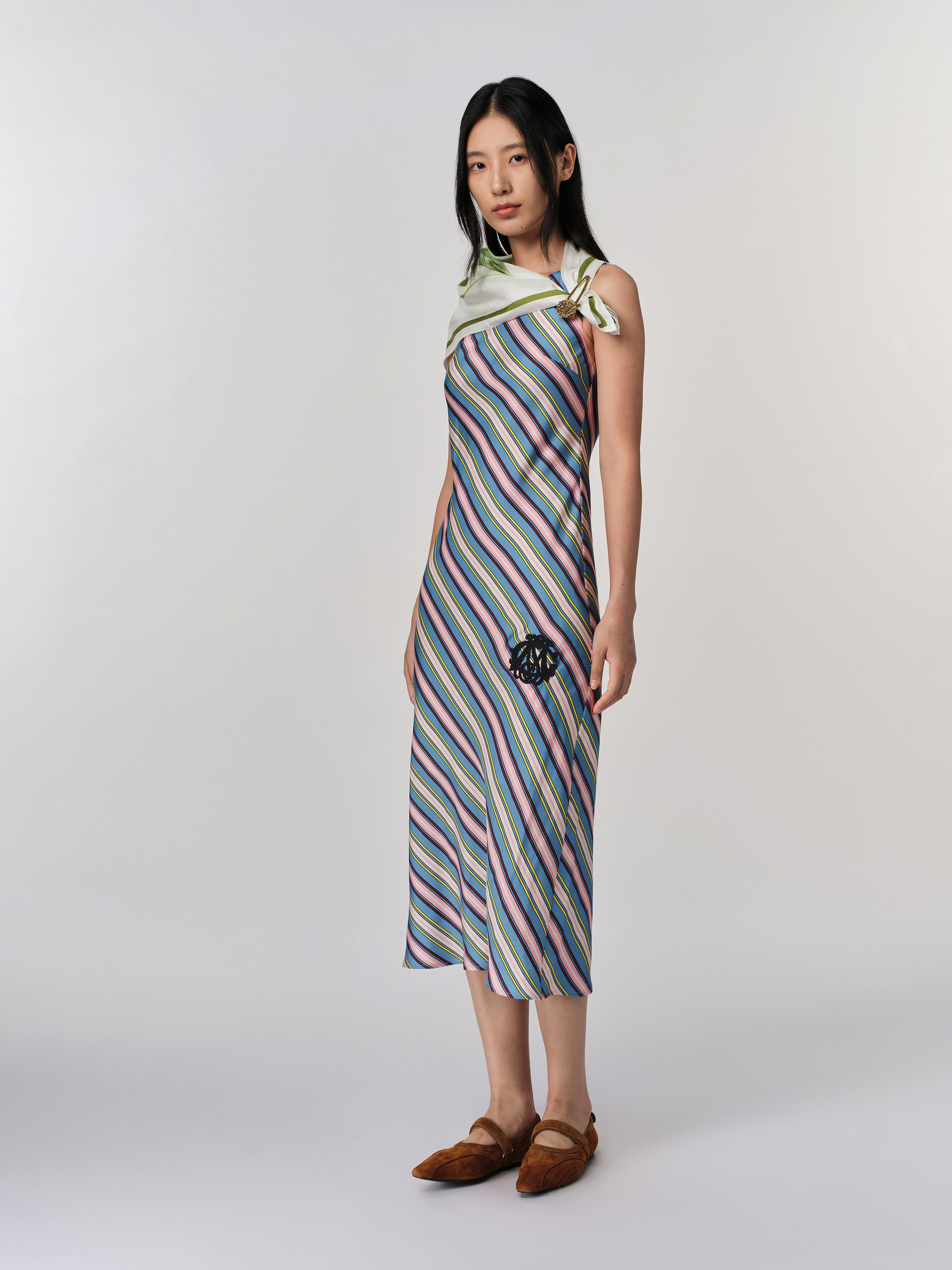 Retro Stripe Midi Dress