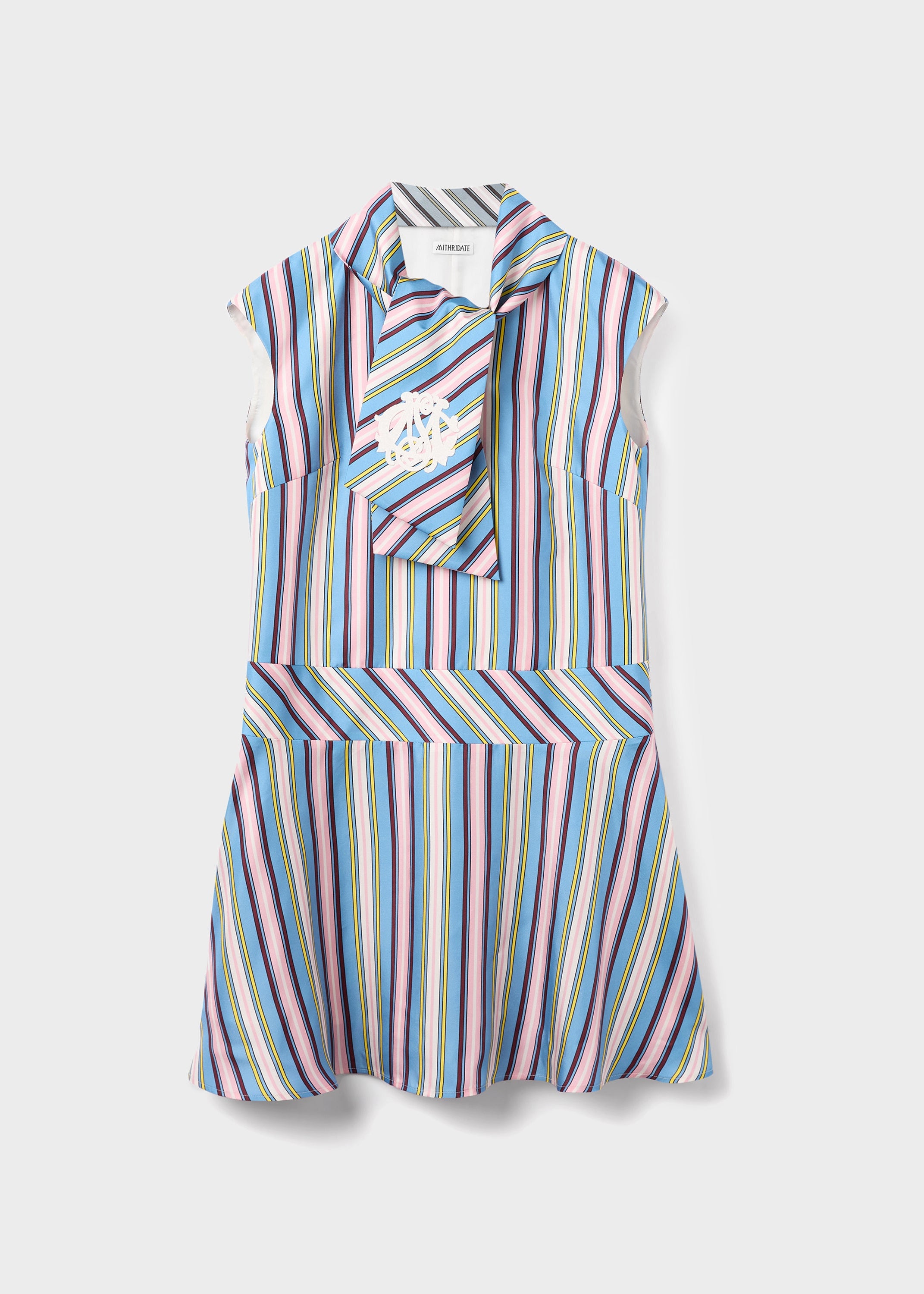 Retro Stripe Tie Neck Dress