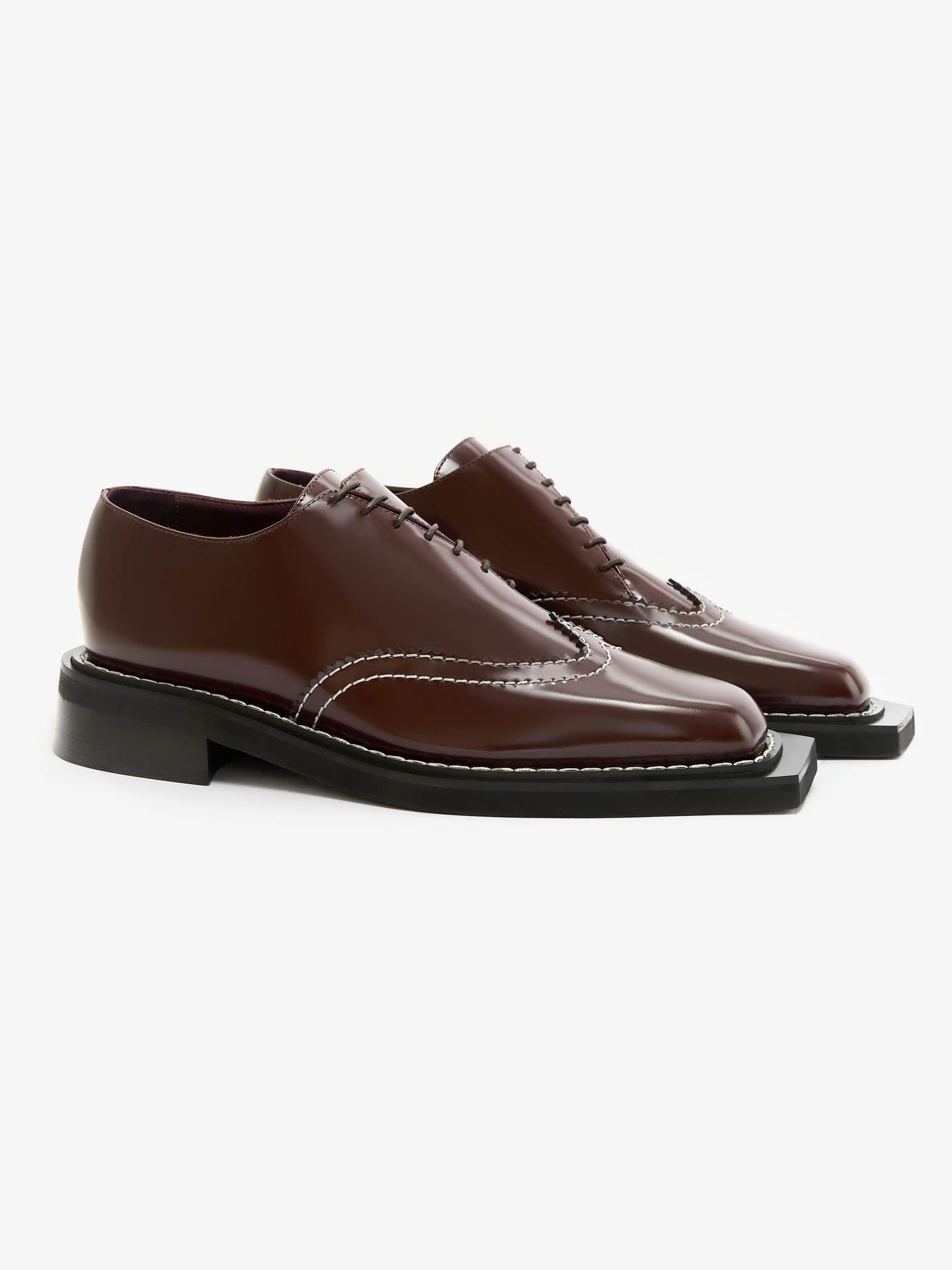 Contrast Stitch Leather Brogues