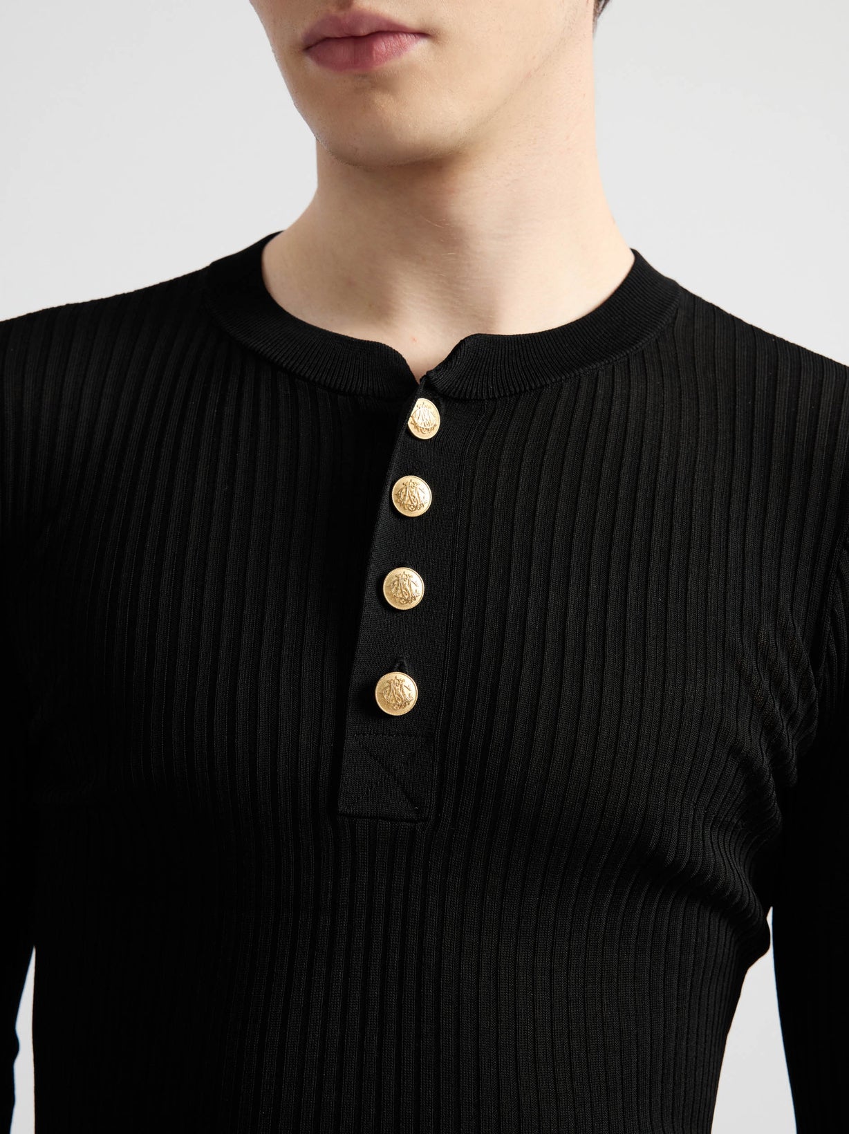 Knitted Long Sleeve Henley