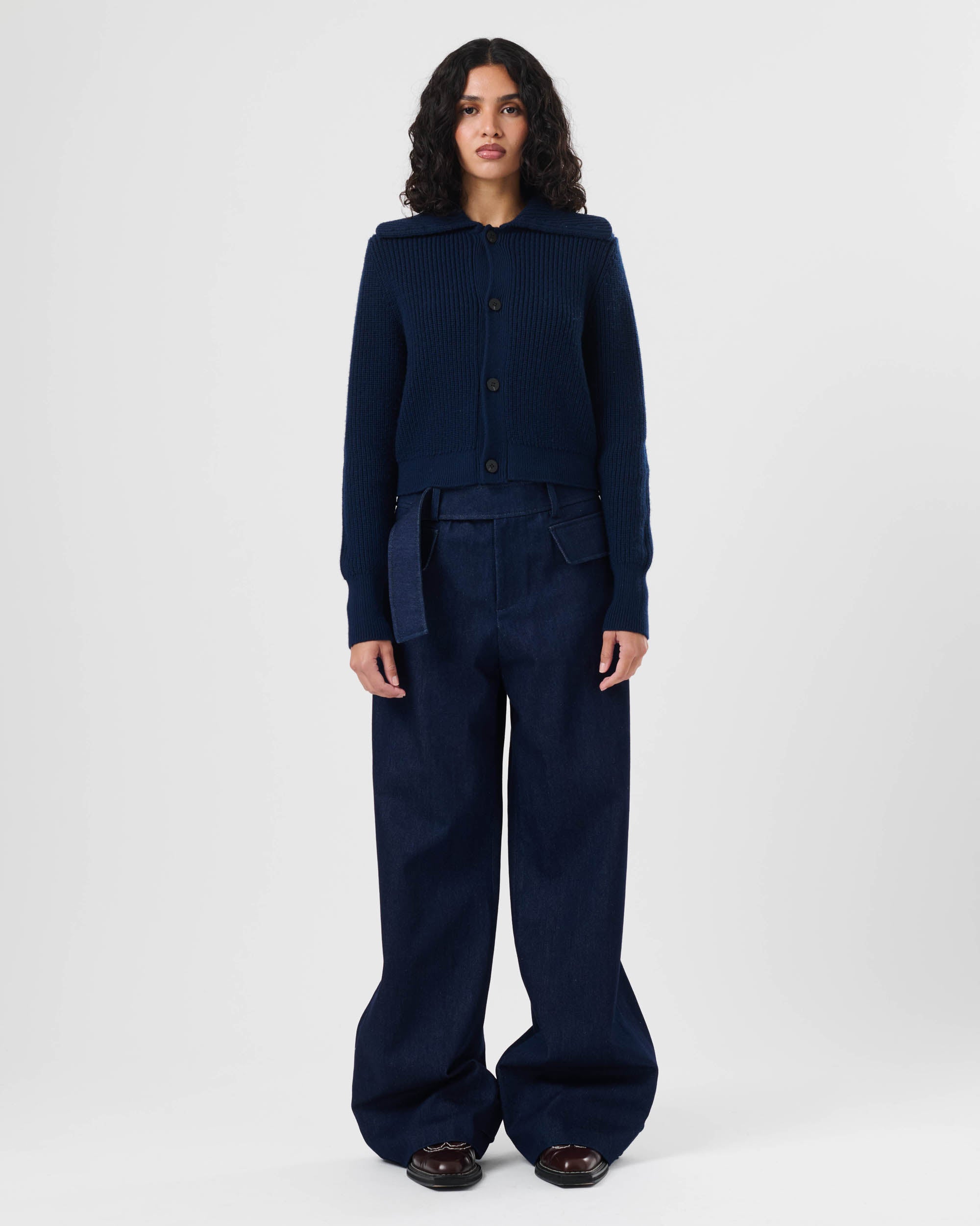 Wide Leg Tab Trousers