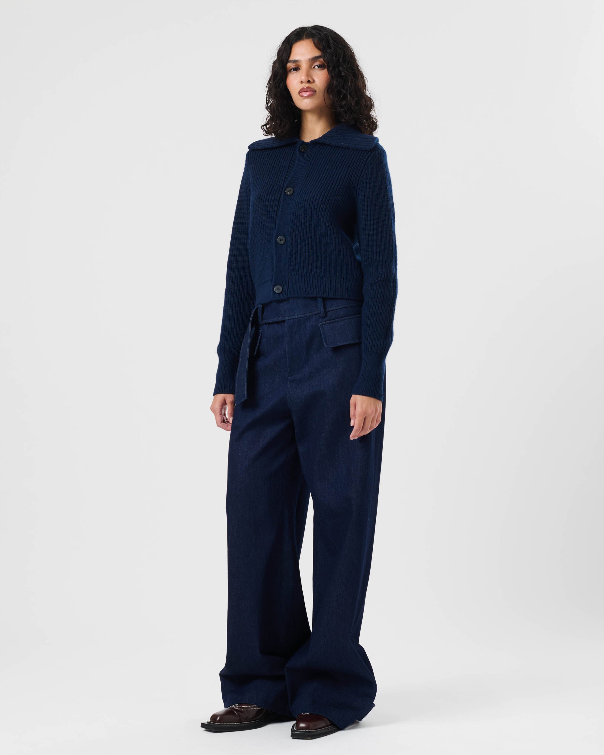 Wide Leg Tab Trousers