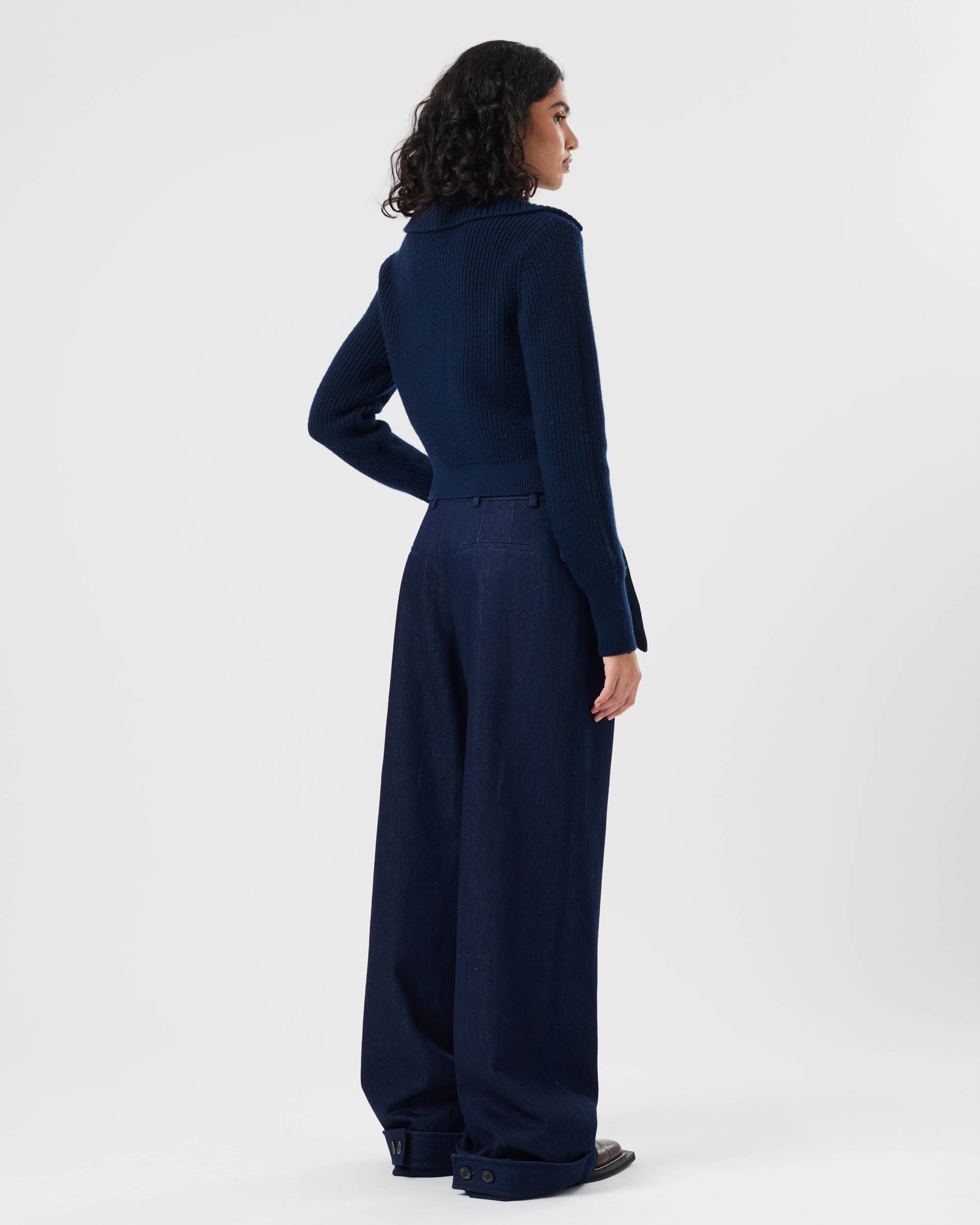 Wide Leg Tab Trousers