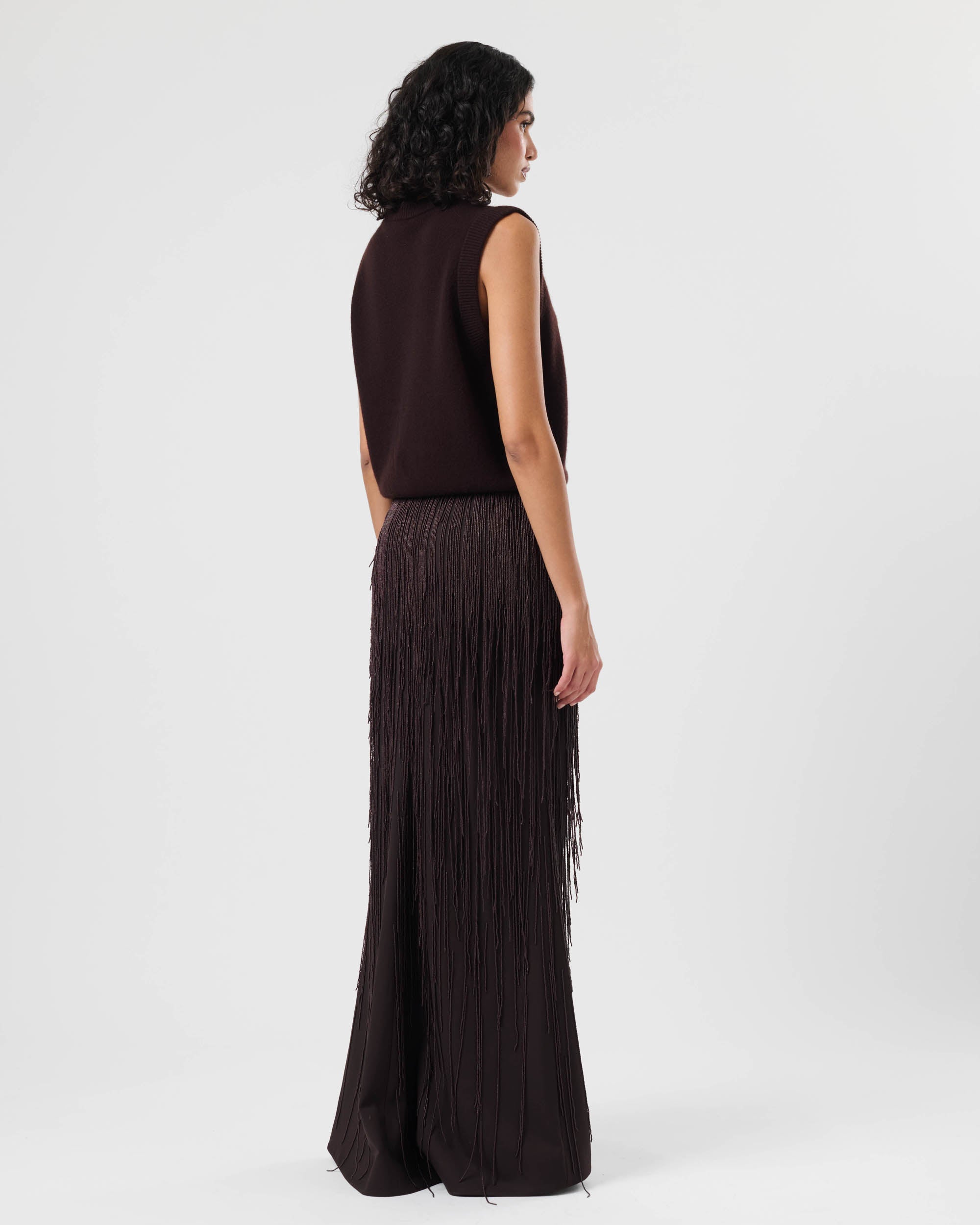 Beaded Fringe Maxi Skirt