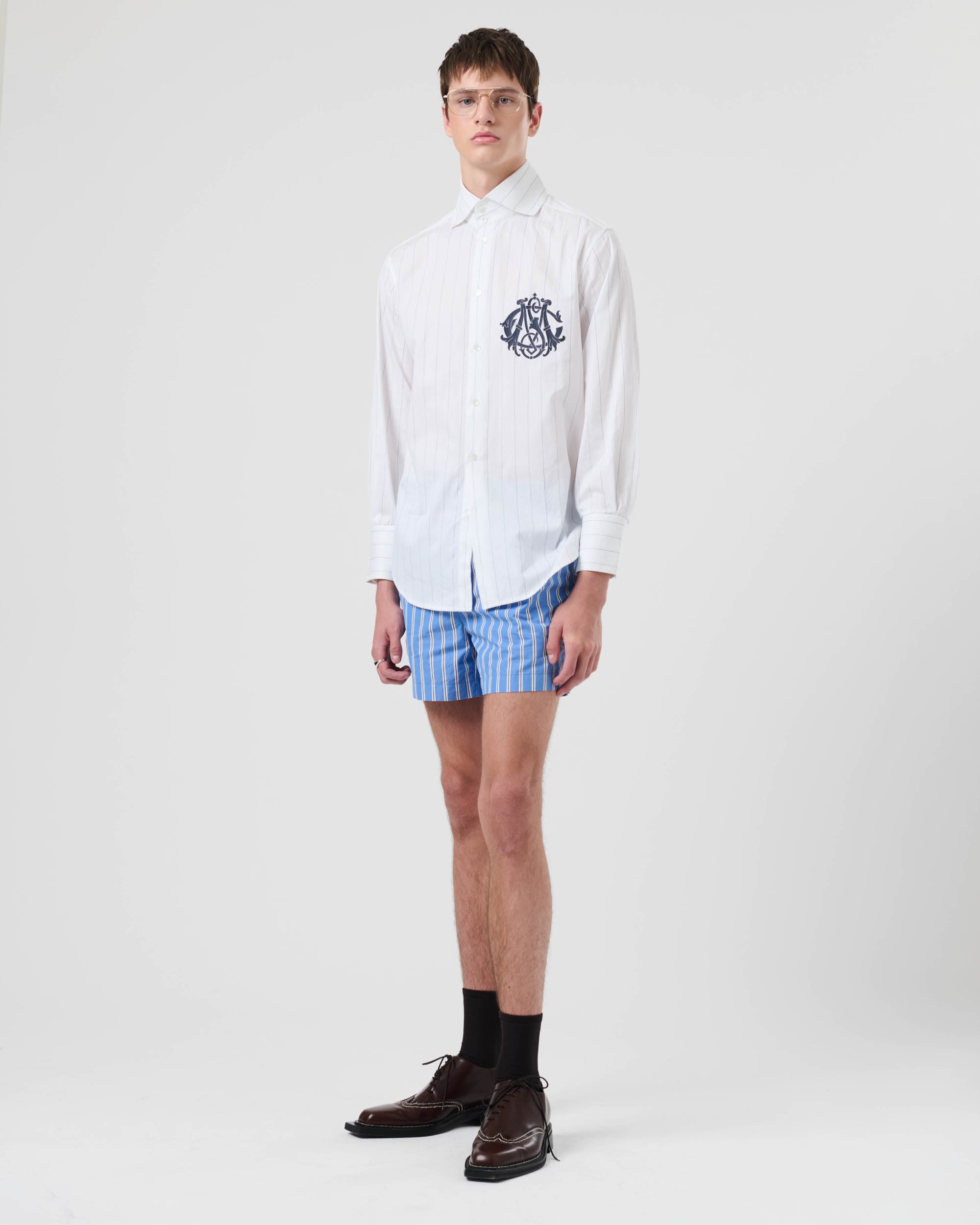 Spread Collar Crest Shirt