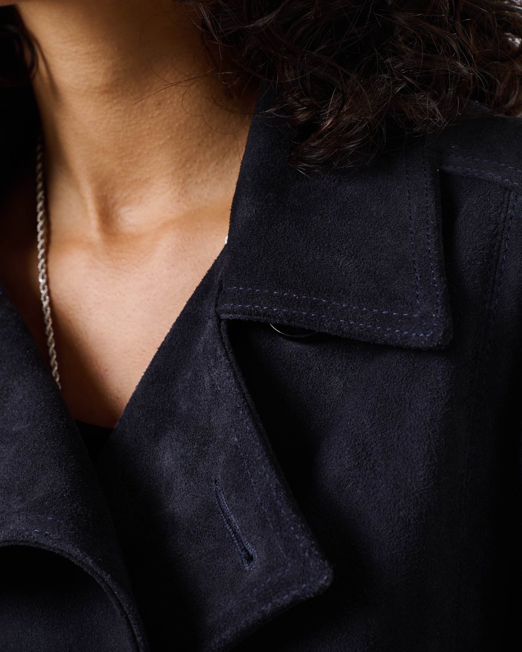 Suede Biker Trench Jacket