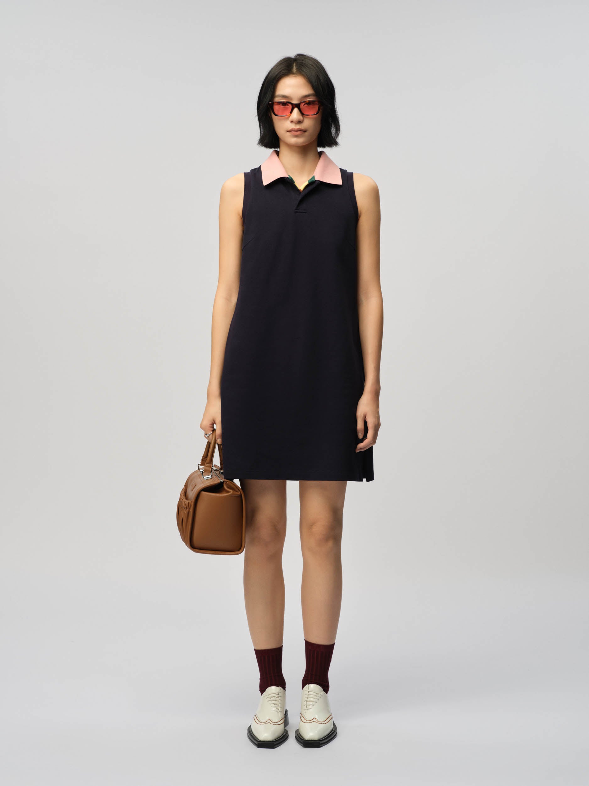 Double Collar Polo Shirt Dress