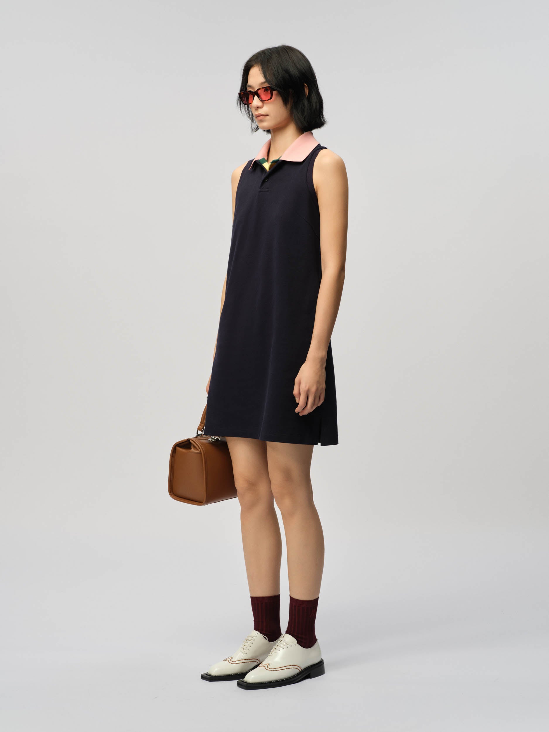 Double Collar Polo Shirt Dress