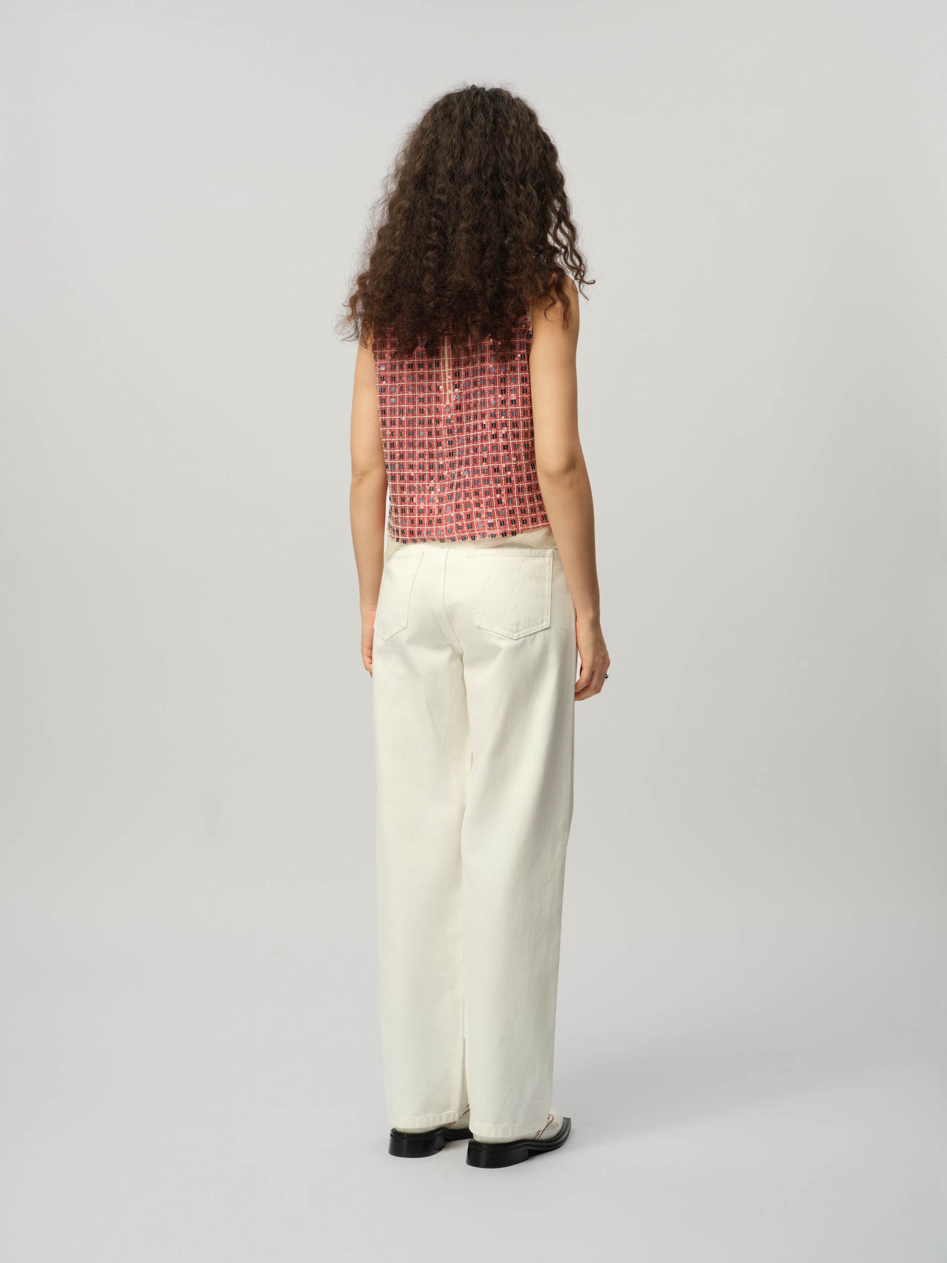 Embroidered Check Vest