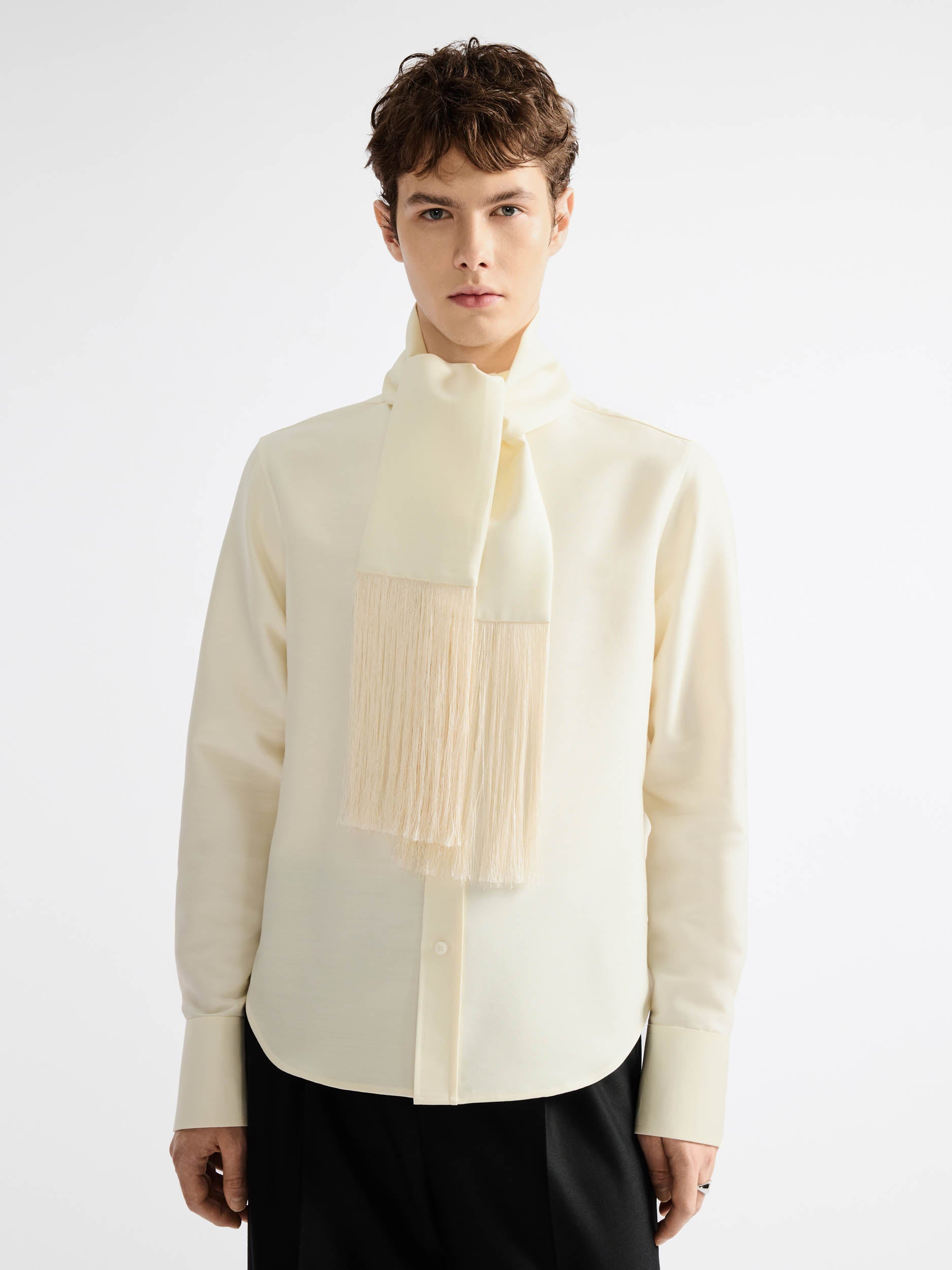 Fringed Scarf Shirt