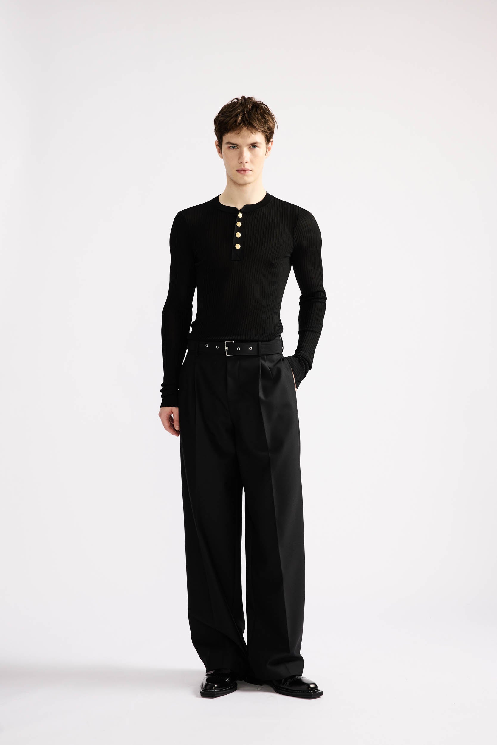 Knitted Long Sleeve Henley