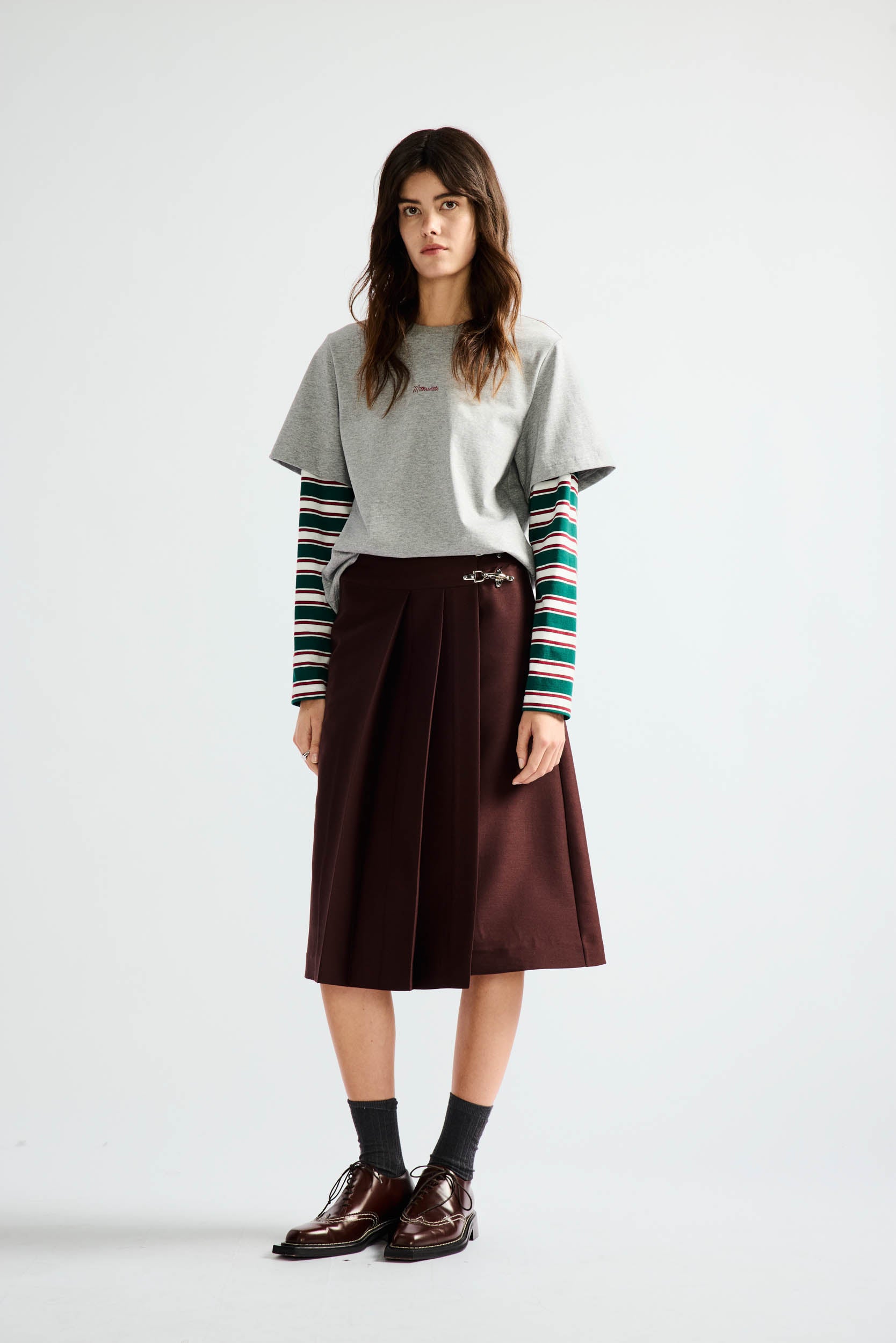 Asymmetric Pleated Skirt